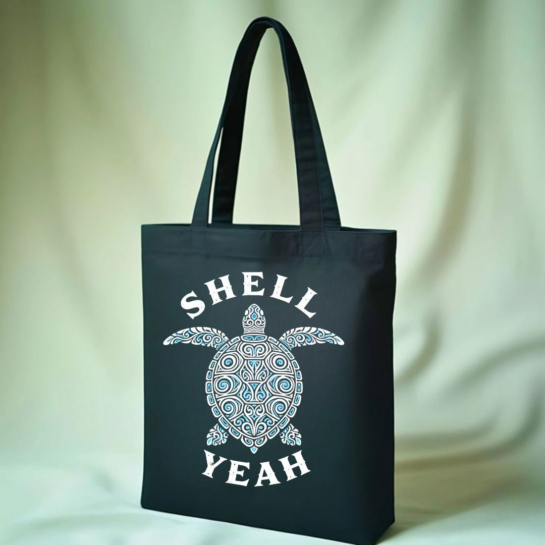 "Shell Yeah!" Cute Turtle Pun Tote Bag