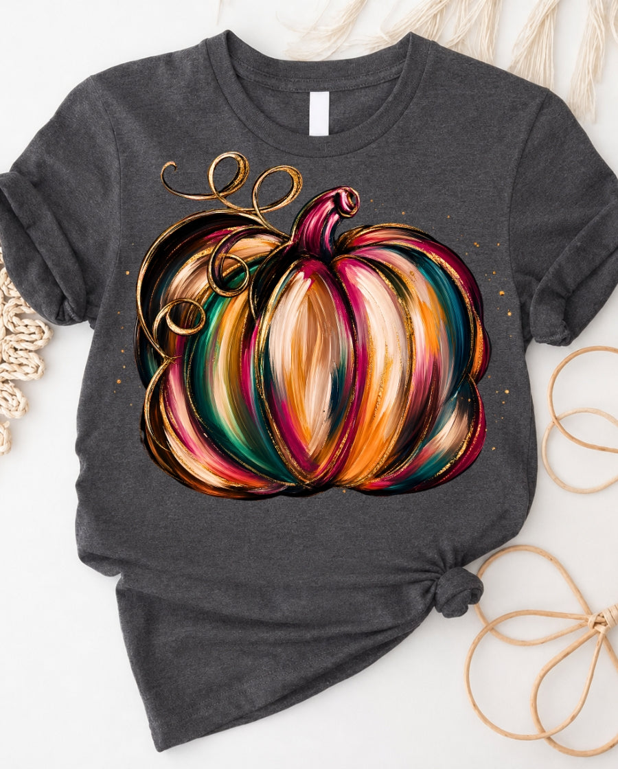 Pumpkin Art Tee — Colorful Autumn Pumpkin T-Shirt