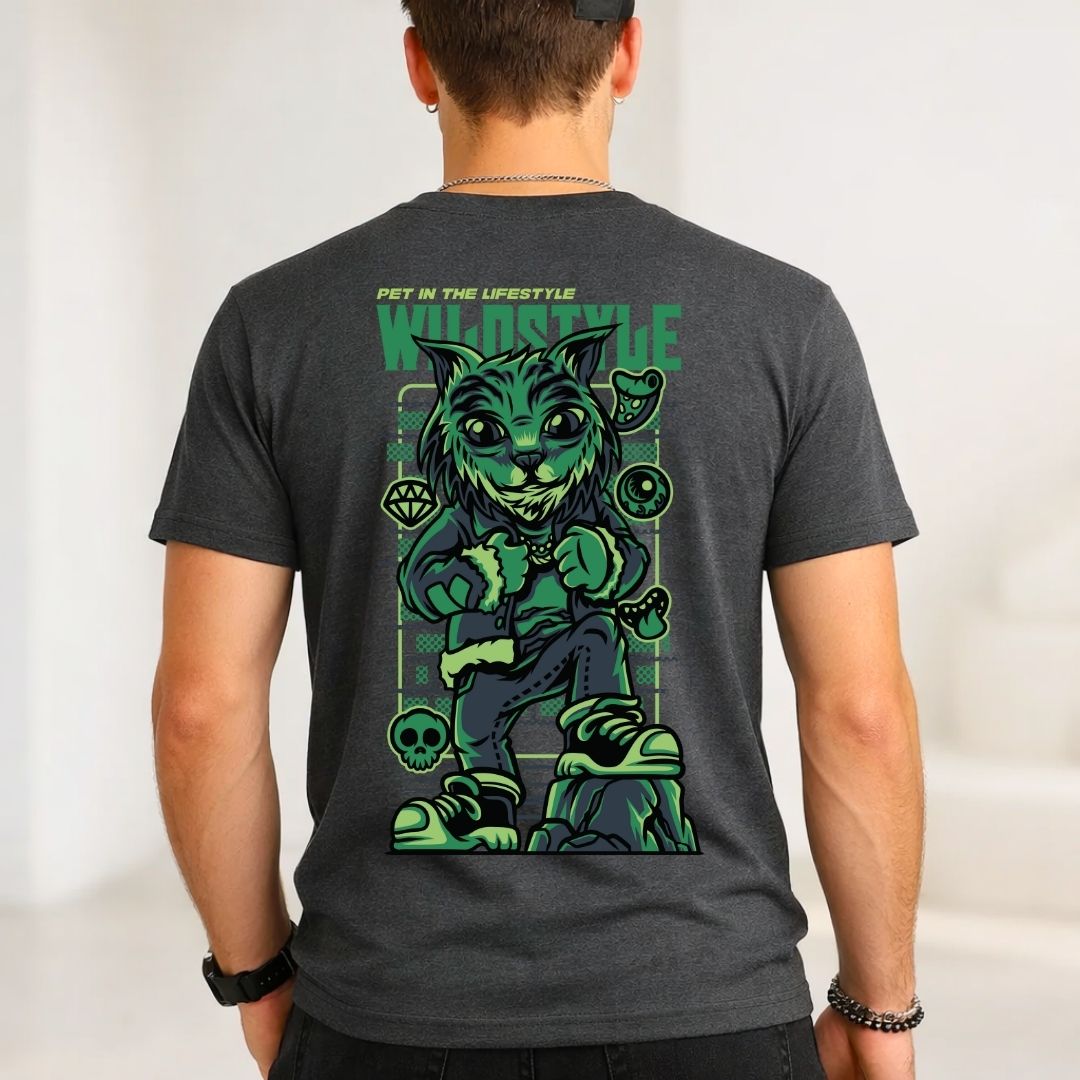 Wild Style Streetwear Tee with Graffiti Graphic - Front View