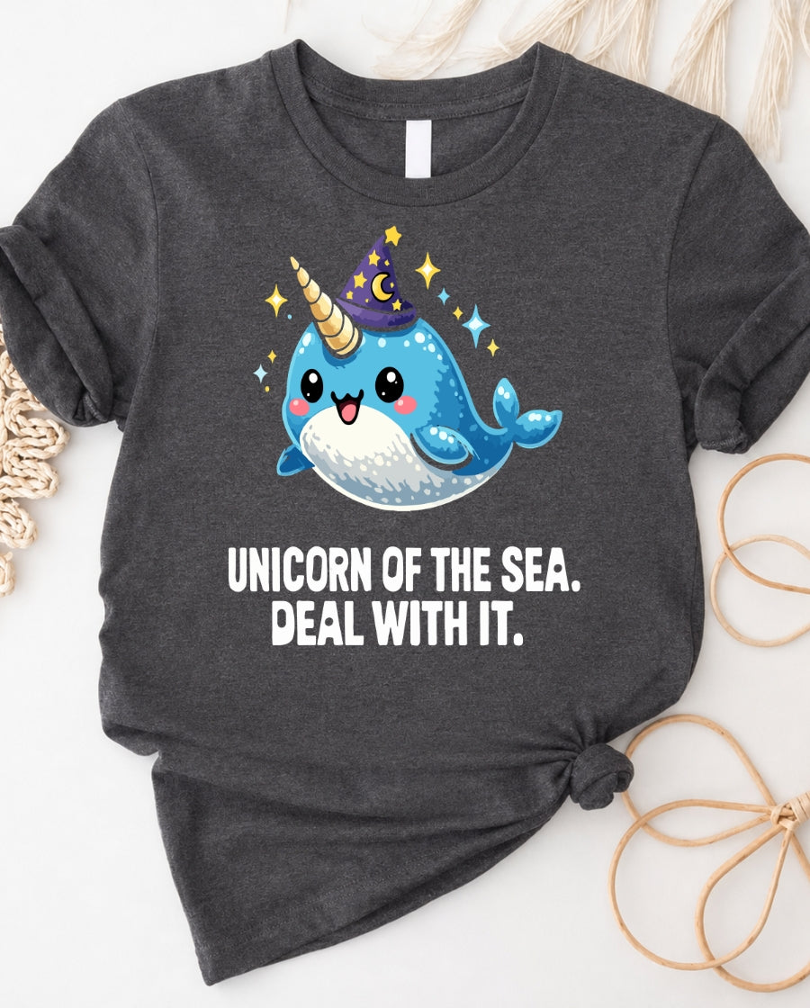 Narwhal T-Shirt – “Unicorn of the Sea. Deal With It.” Cute Narwhal Graphic Tee