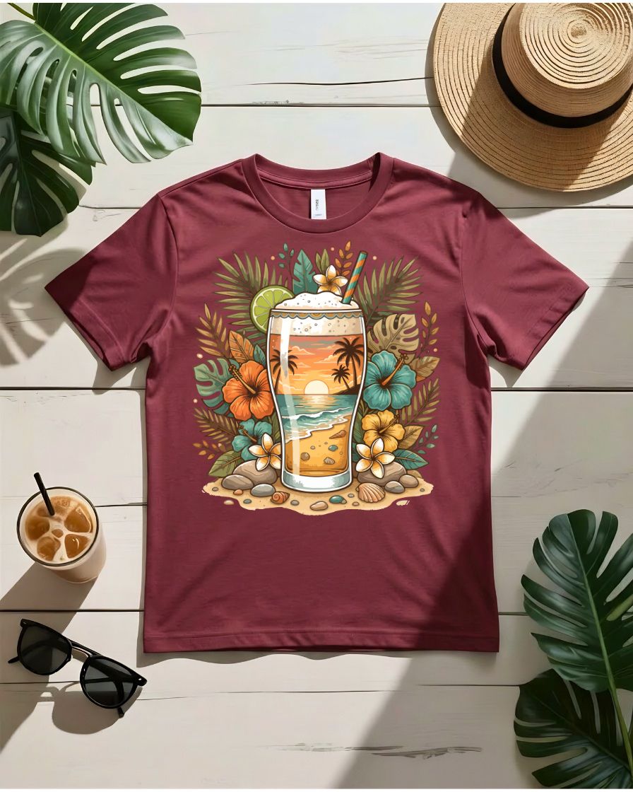Golden hour cocktail tee sunset drink orange slice graphic