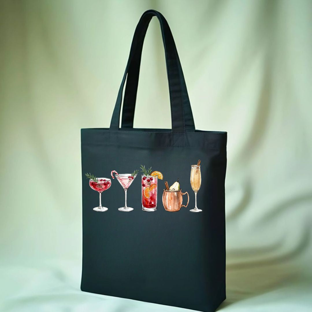 Christmas Drinks Festive Holiday Cocktail Illustration Tote Bag