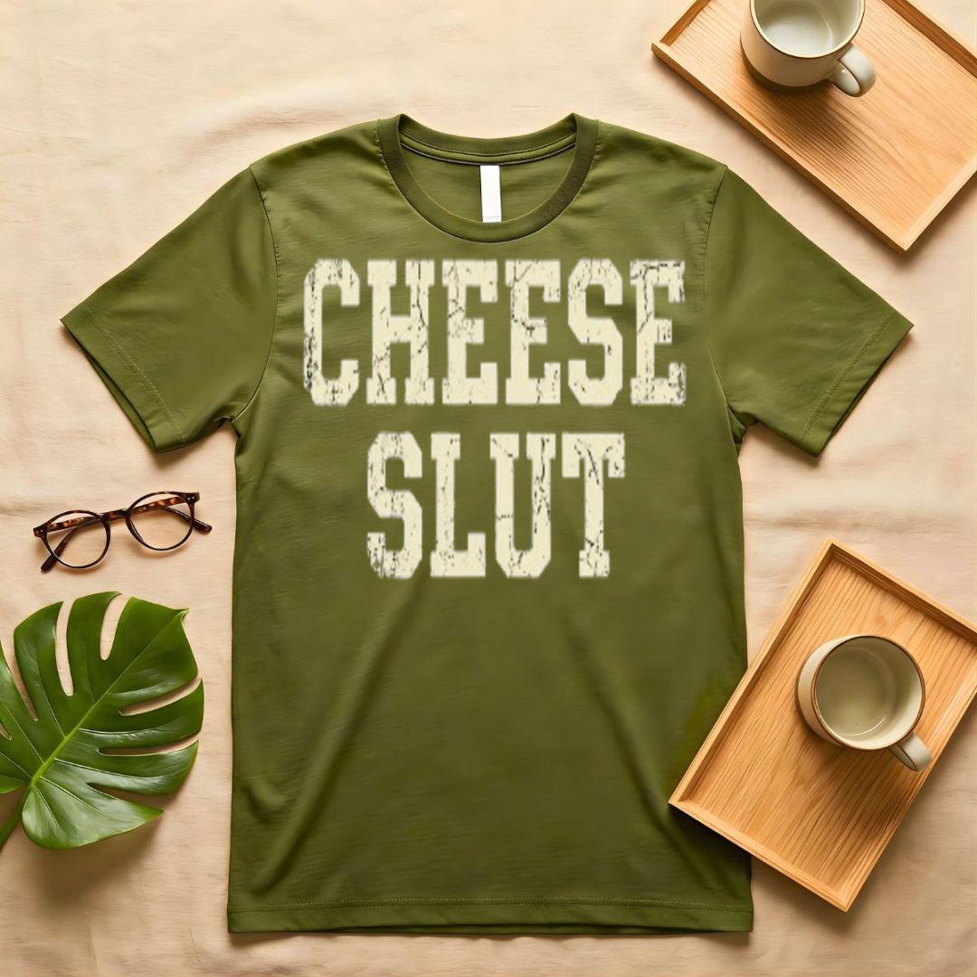 Cheese Lover's Minimalist Graphic T-Shirt on Model