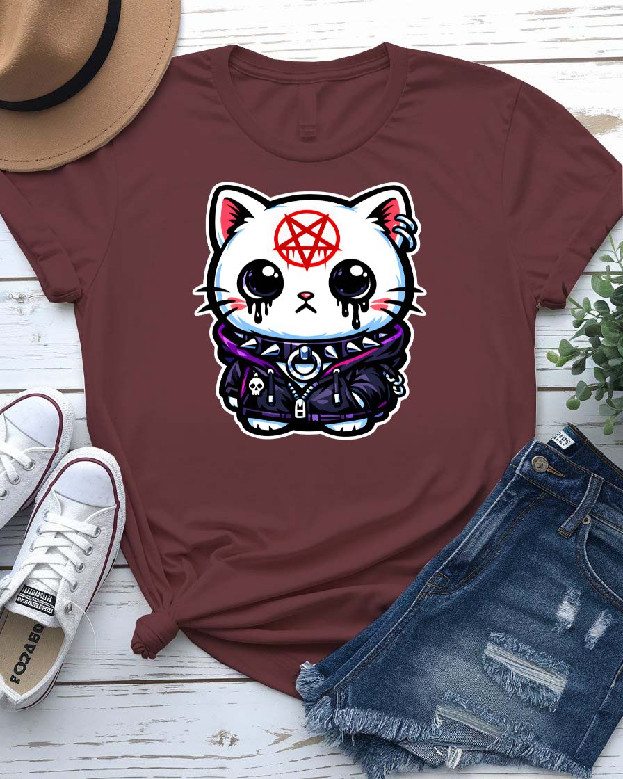 Sad Kitten Graphic Streetwear T-Shirt