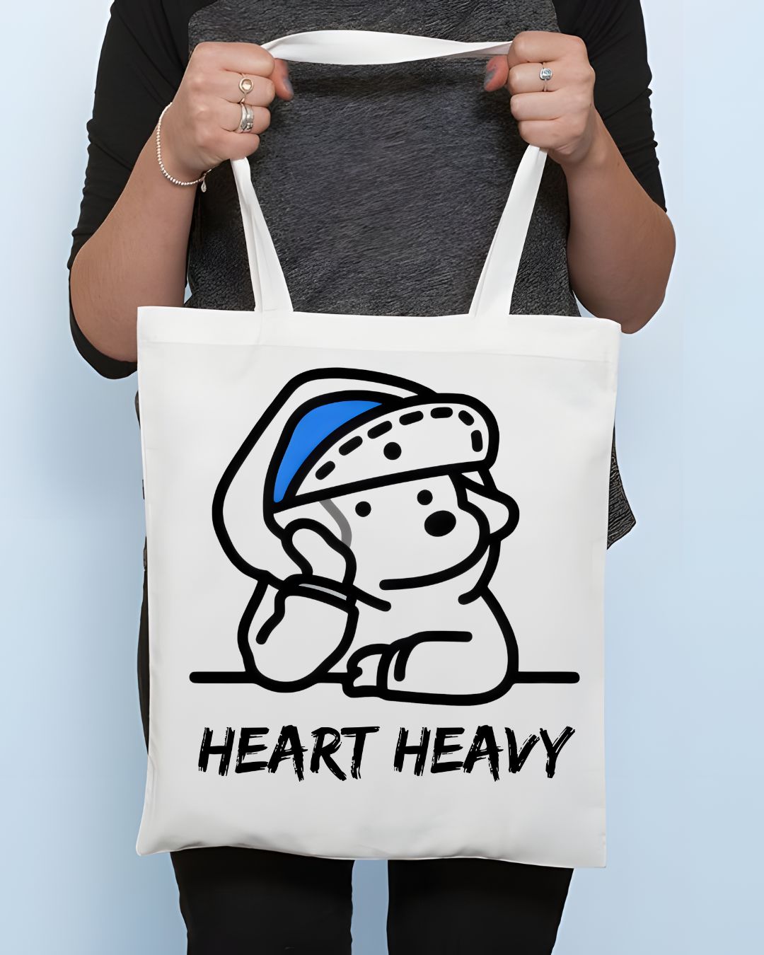 "Heart Heavy" Cute Sad Animal Meme Tote Bag
