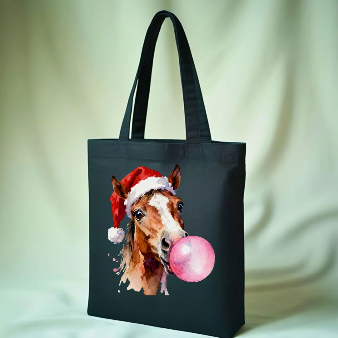 Christmas Horse Festive Equestrian Design Tote Bag