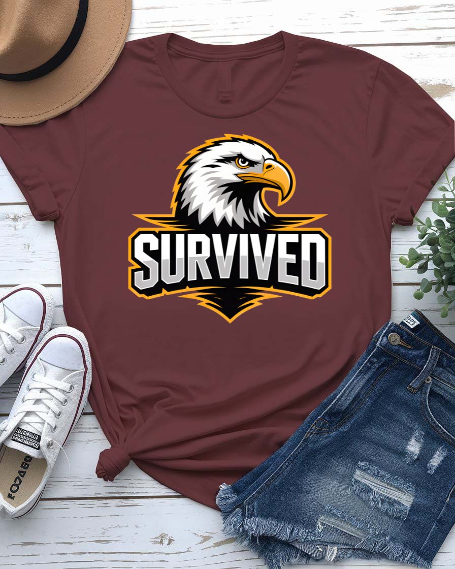 Survived Eagle Patriotic Graphic T-Shirt