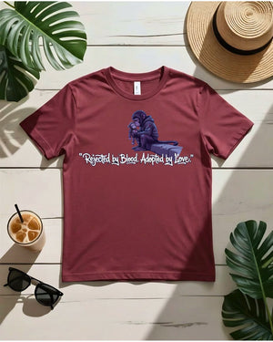 Rejected by blood adopted by love tee interlocking hearts design