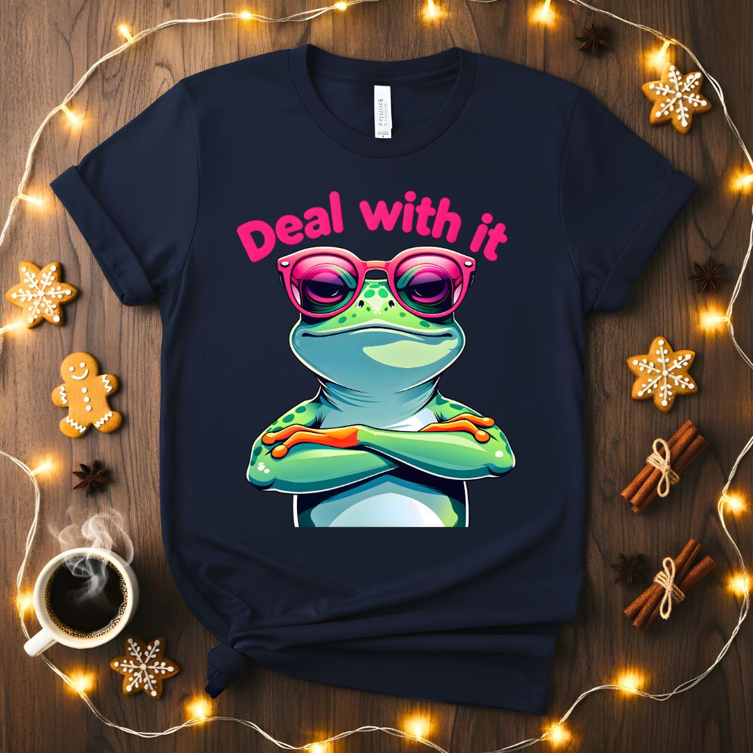 Smug "Deal With It" Meme Frog Funny T-Shirt