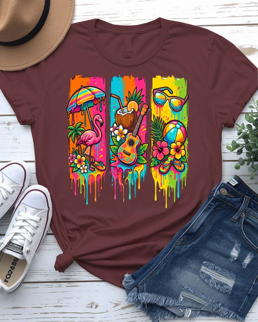 Colorful summer tee rainbow sunburst graphic vibrant design