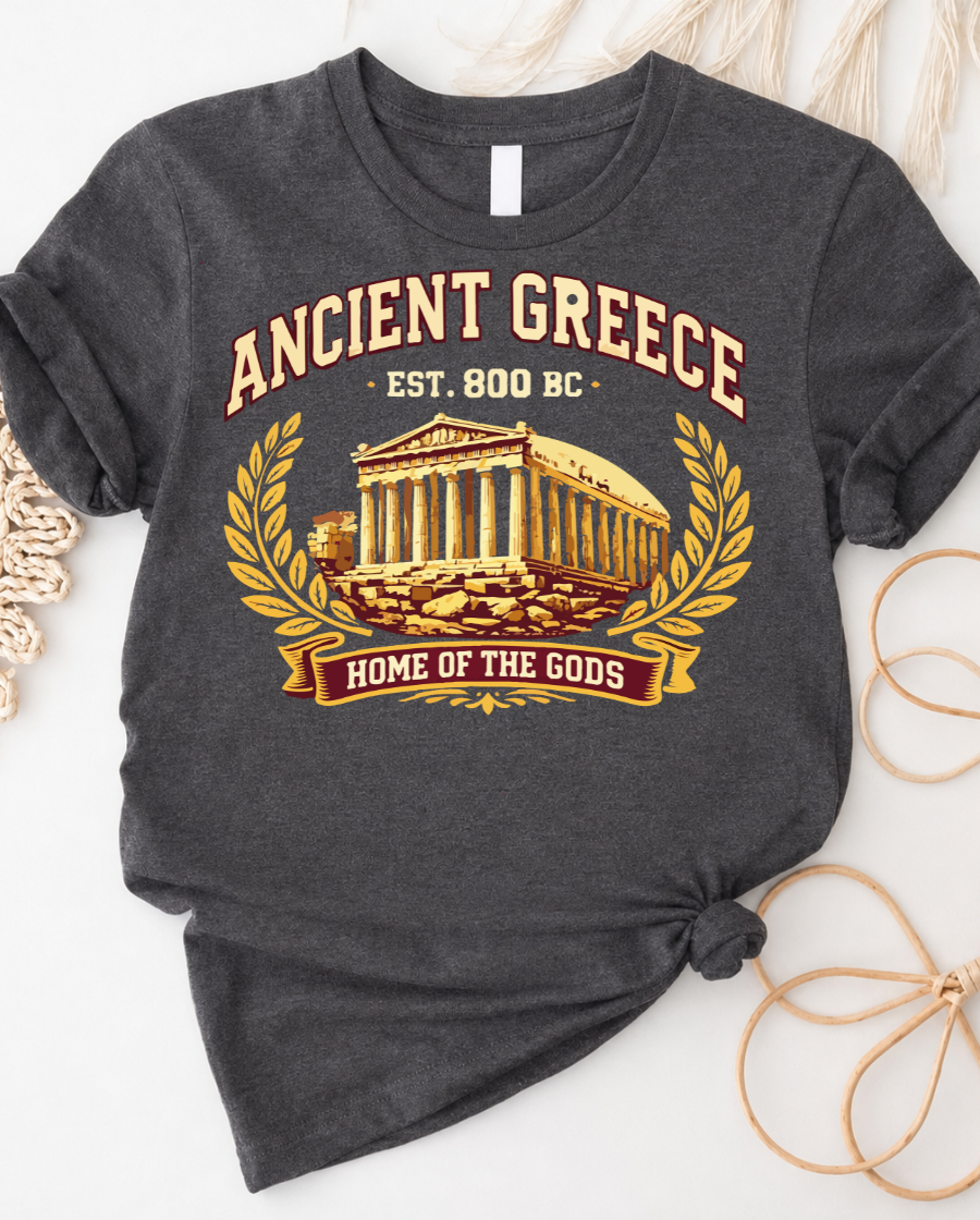 Ancient Greece Tee — 'Home of the Gods' Temple Graphic Shirt