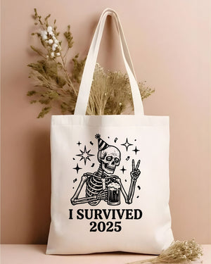 I Survived 2025 Funny Milestone Celebration Tote Bag