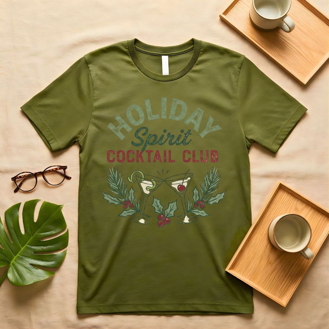 Holiday Spirit Cocktail Club Pun Humor T-Shirt