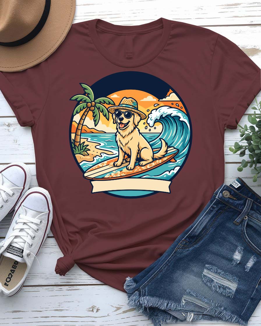 Cute dog summer tee golden retriever sunglasses graphic