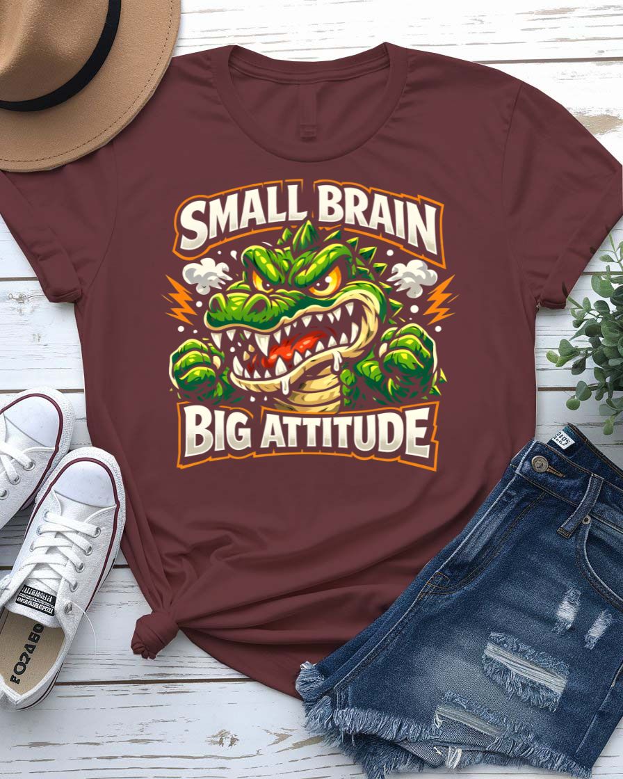 Small Brain Big Attitude Graphic T-Shirt