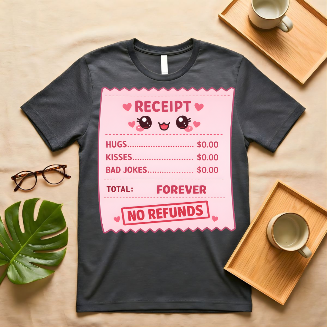 Personalized Receipt of Love T-Shirt with Custom Names and Date