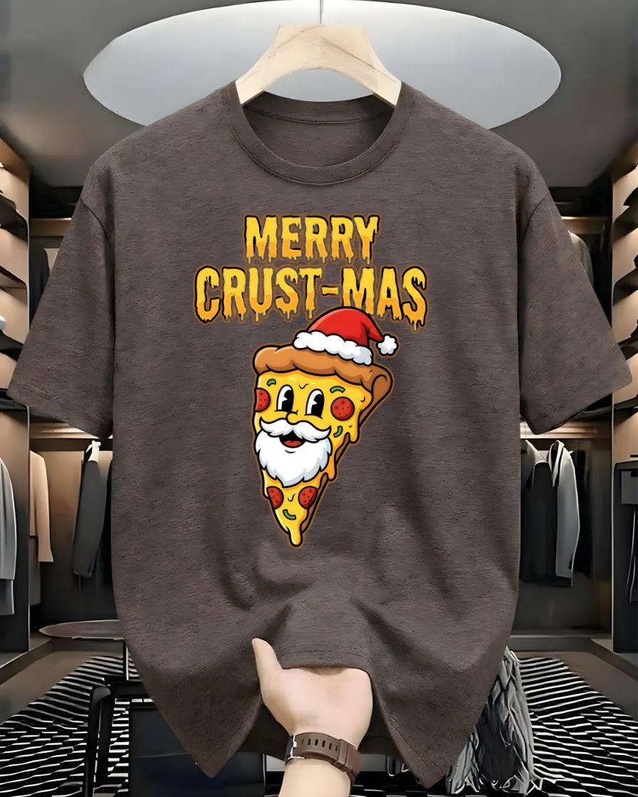 "Merry Crustmas" Pizza Holiday Pun Funny T-Shirt