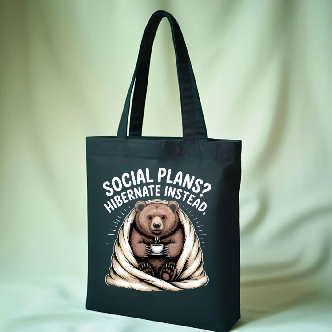 "My Social Battery" Cute Animal Introvert Meme Tote Bag