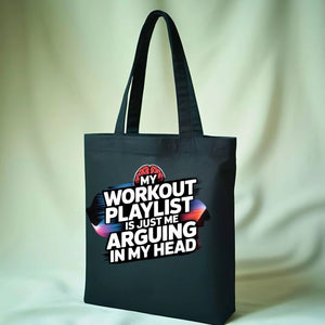 Workout Playlist Tote Bag with Fitness &amp; Music Design