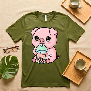 Piggy Bank Drinking Cocktail Funny Meme T-Shirt