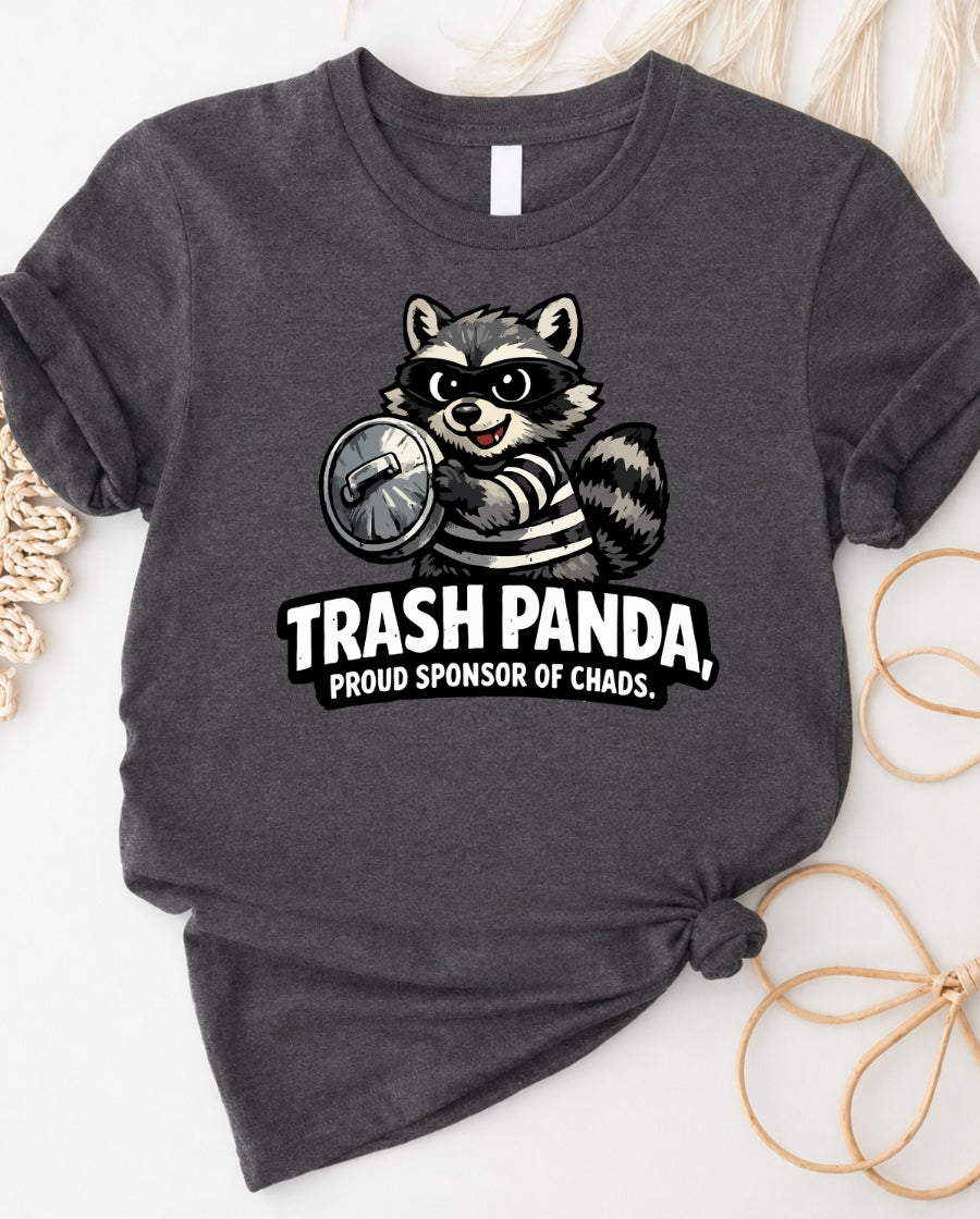 Trash Panda T‑Shirt — Cute Raccoon “Proud Sponsor of Chads” Graphic Tee