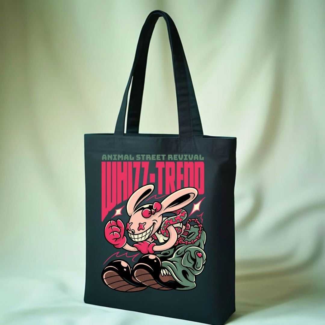 Whiz Trend Graphic Canvas Tote Bag - Modern Contemporary Tote