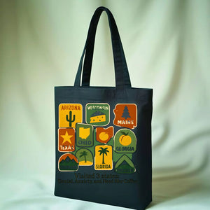 Funny United States Map Tote Bag with State Meme Humor