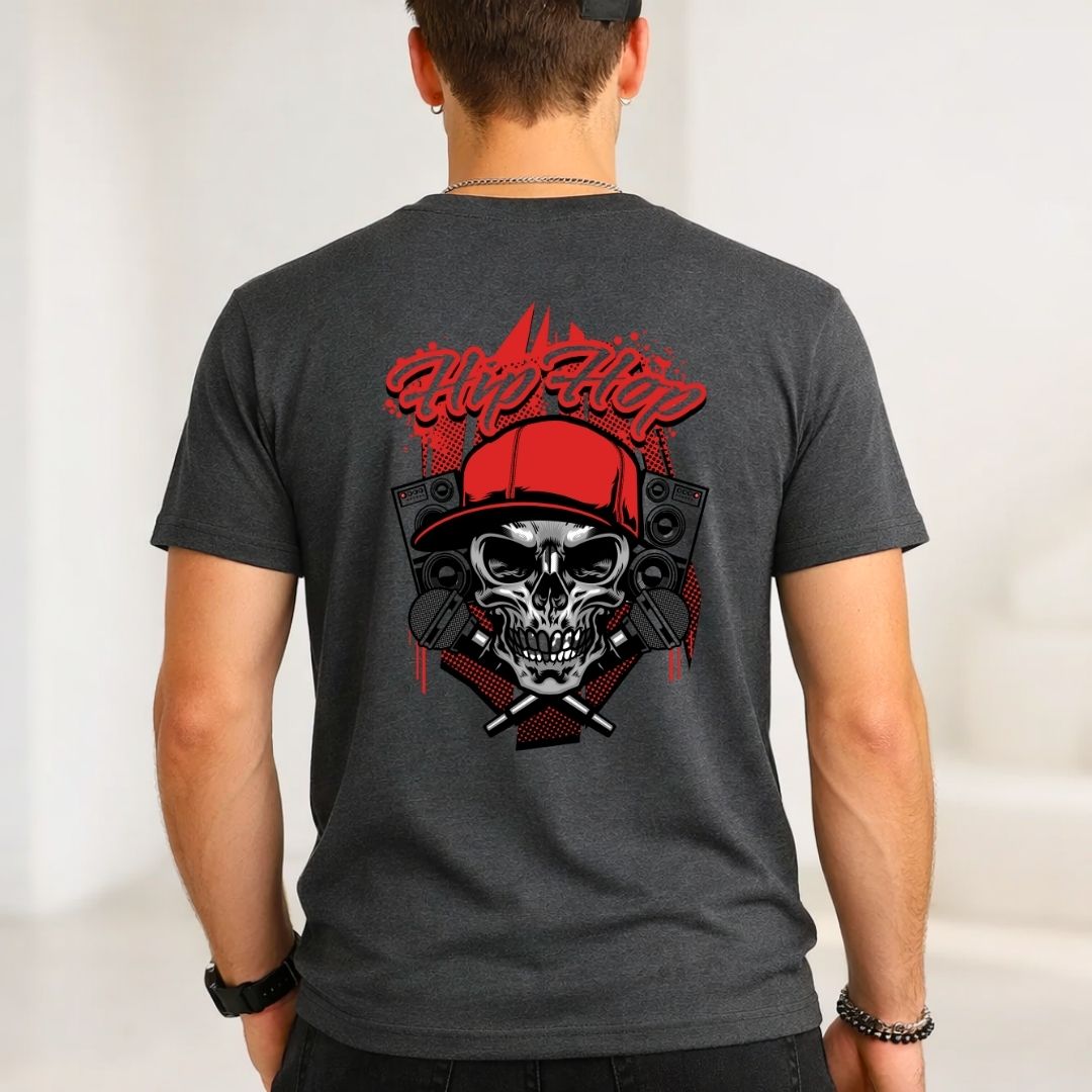 Hip Hop Skull Graphic T-Shirt Urban Streetwear