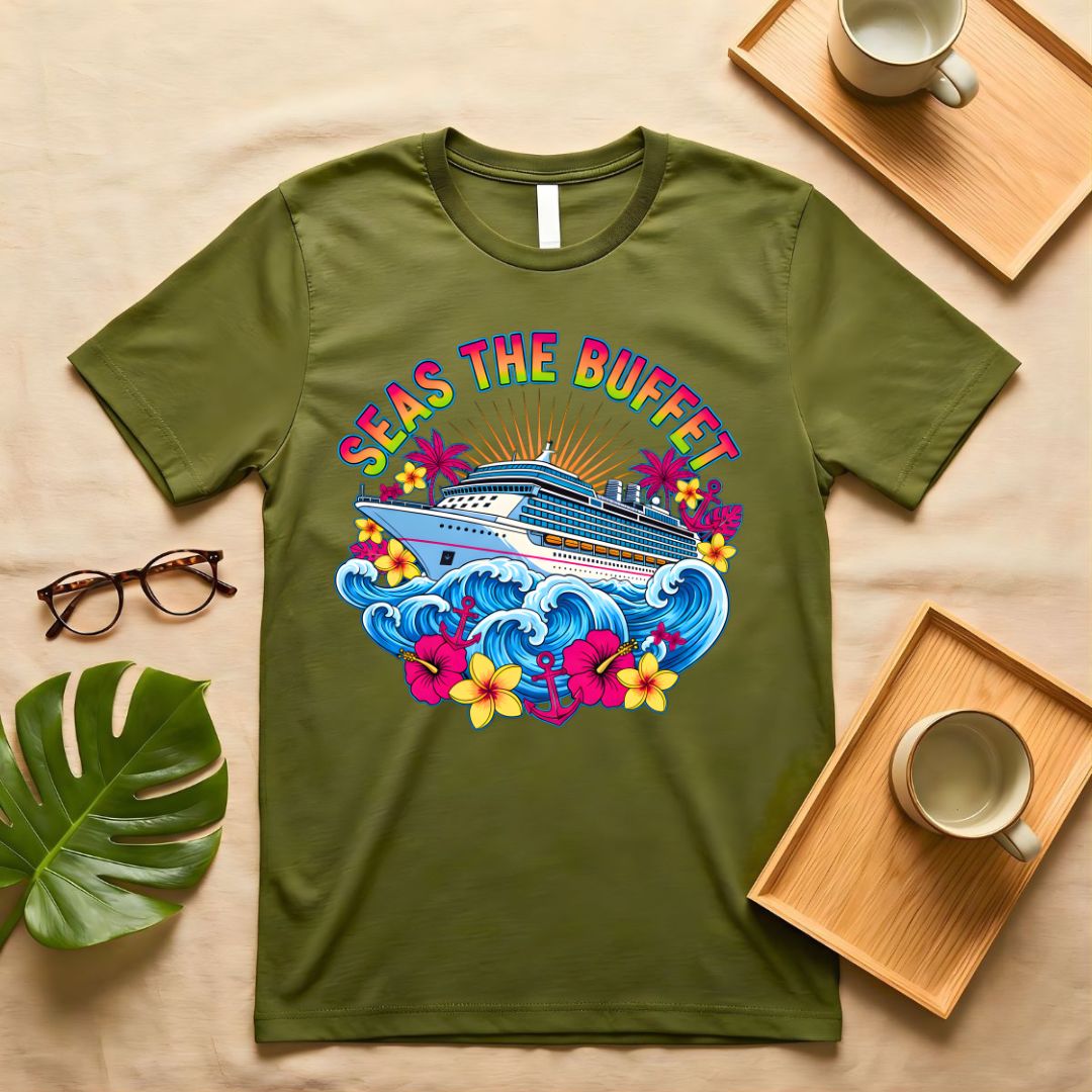 Seas The Buffet Cruise Ship Food Pun T-Shirt