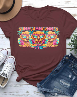 Colourful face summer vibes tee rainbow smile graphic