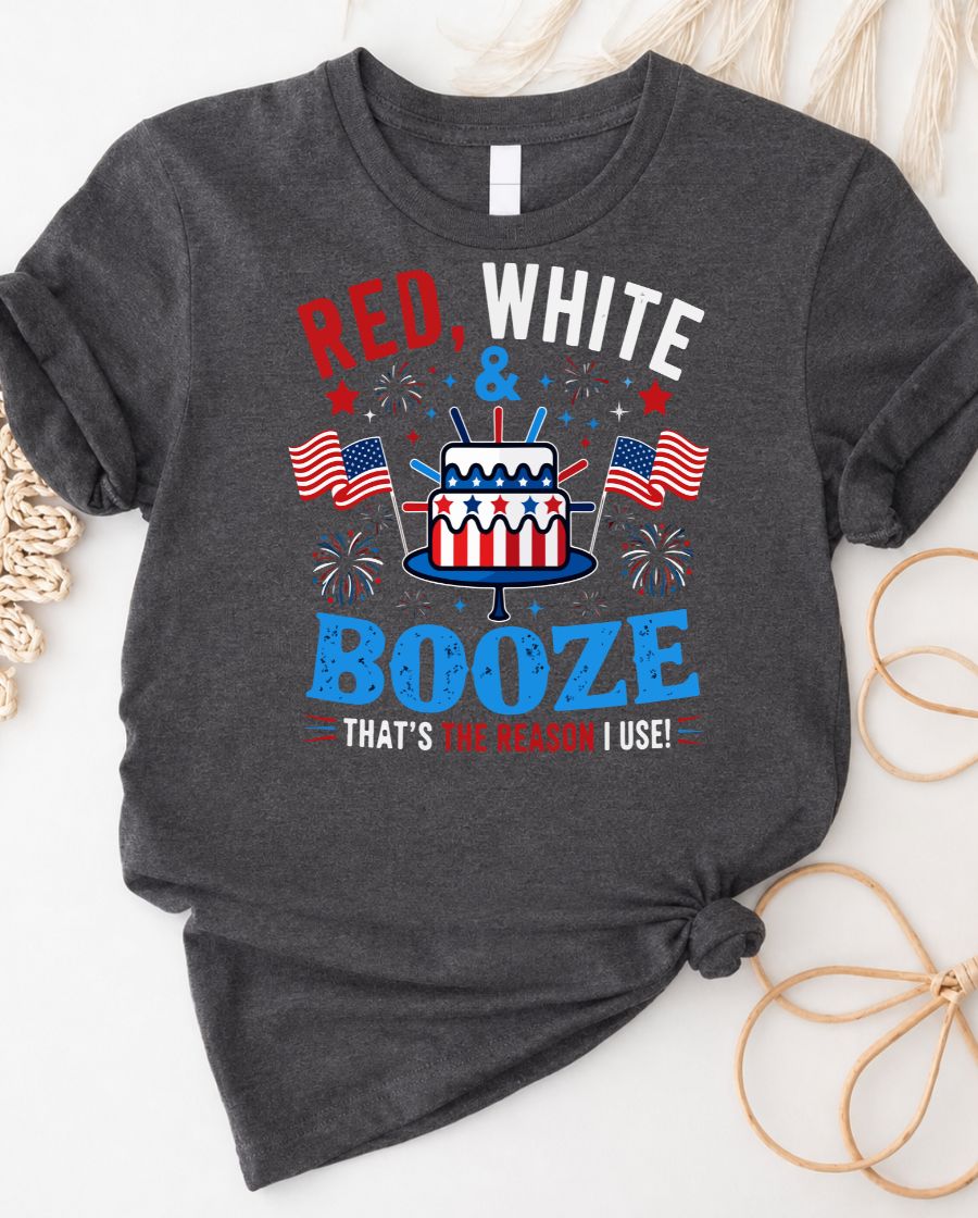 Red & White Booz 4th July Tee