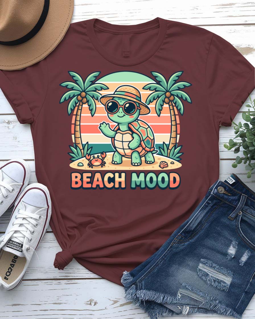 Beach mood tee sunset palm tree coastal graphic