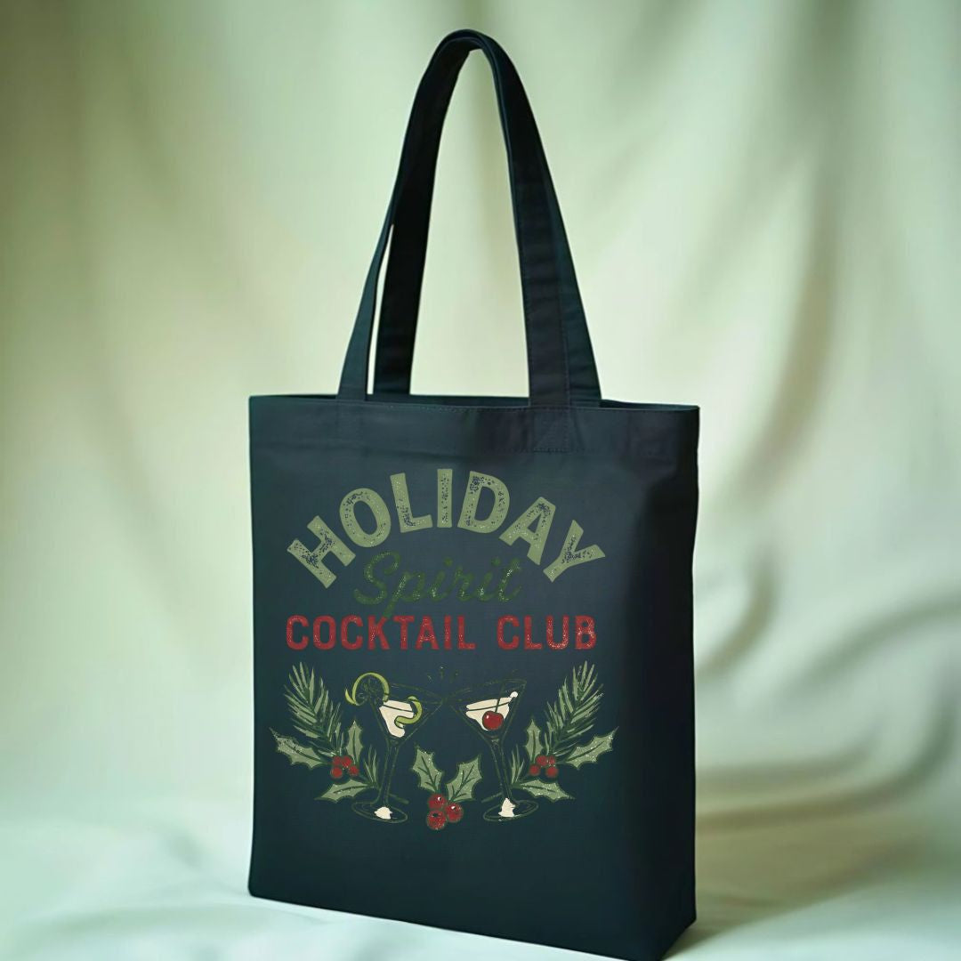 Festive Holiday Tote Bag with Snowflake &amp; Reindeer Design