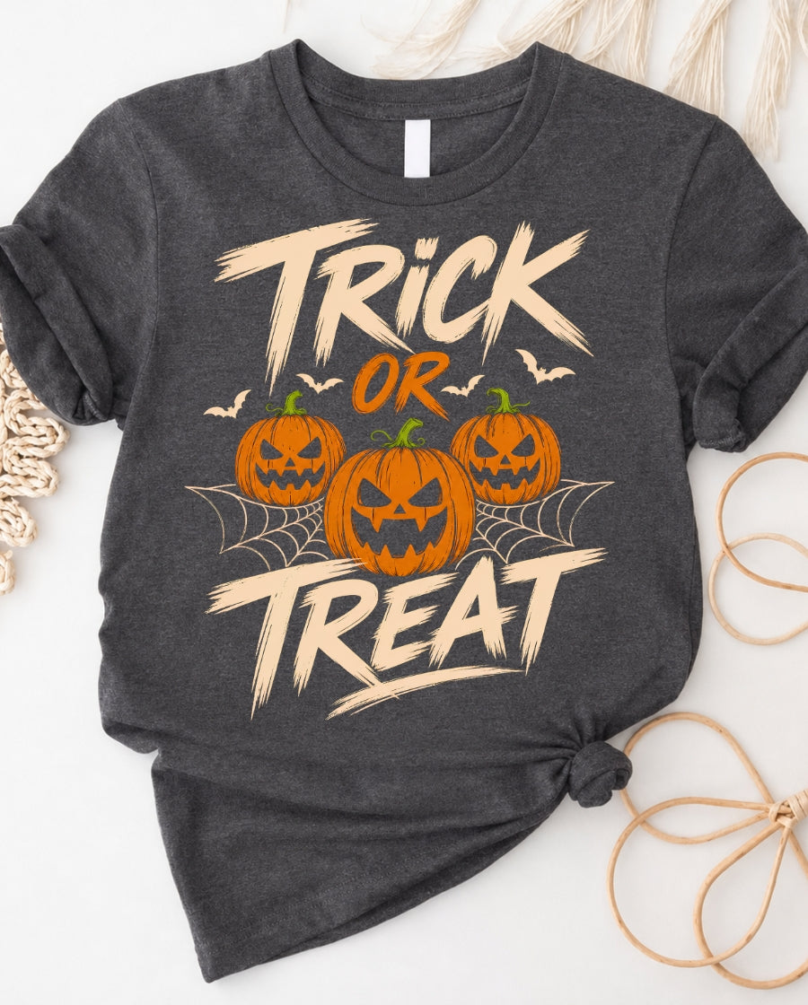 Trick or Treat Tee — Halloween Pumpkin Jack-O'-Lantern Graphic Shirt