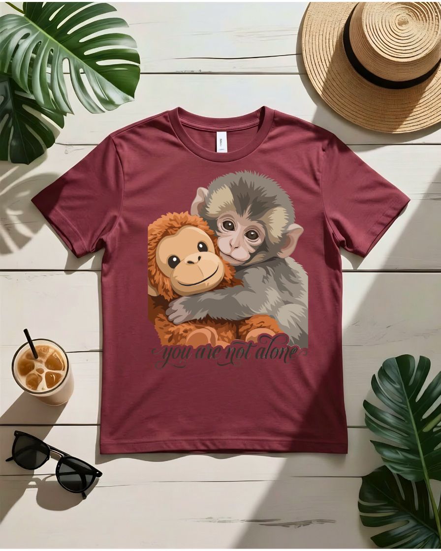 Cute monkey tee banana holding primate graphic big ears