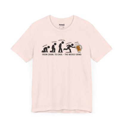 Funny Meme Unisex Tee - Crawl To Chug Design Beer Funny Meme Stee