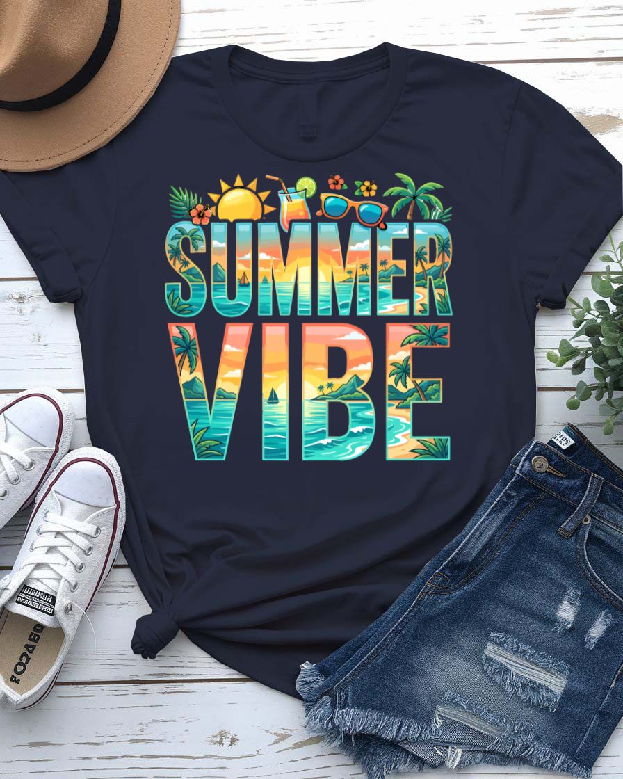 Summer fun tee with smiling sun graphic