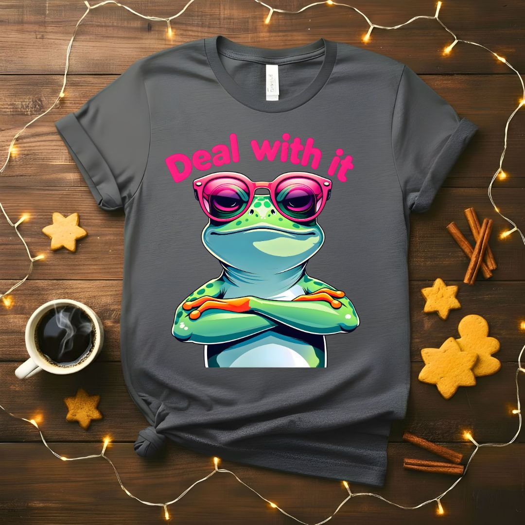 Smug "Deal With It" Meme Frog Funny T-Shirt