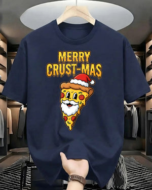 "Merry Crustmas" Pizza Holiday Pun Funny T-Shirt