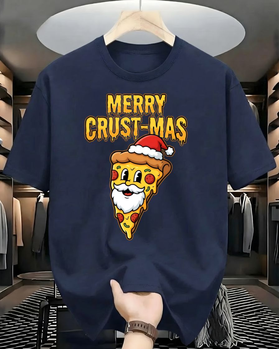 "Merry Crustmas" Pizza Holiday Pun Funny T-Shirt