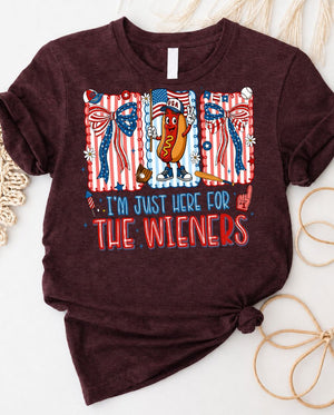 I Am Just Here For Winners 4th of July Tee with star-spangled text