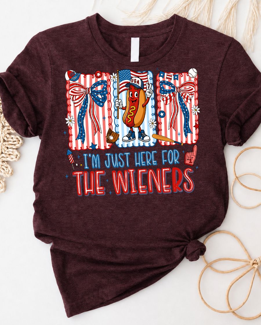 I Am Just Here For Winners 4th of July Tee with star-spangled text