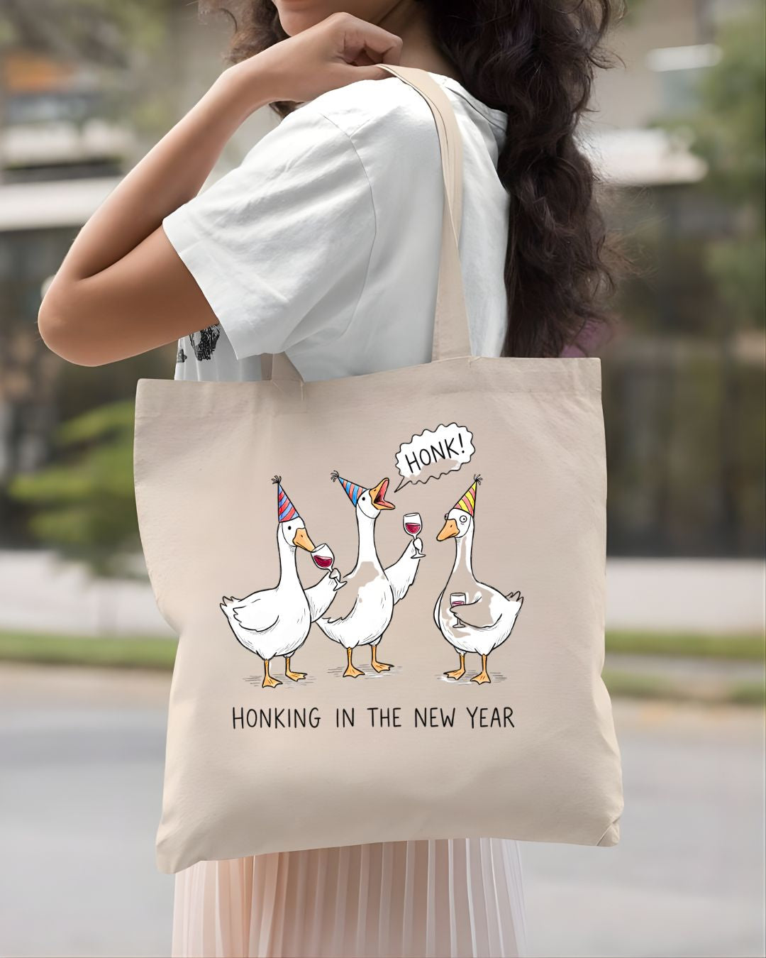 Hoking The New Year Goose Funny Typo Humor Tote Bag