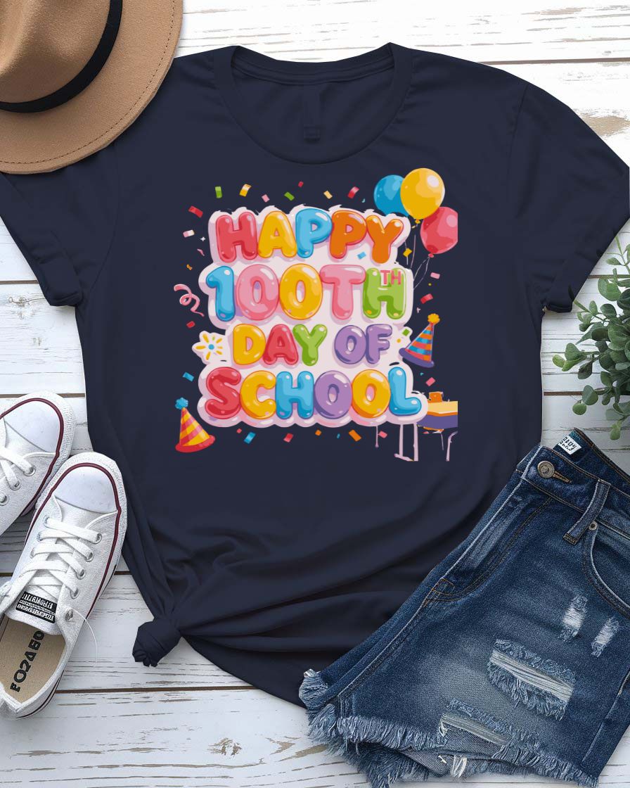 Happy 100th Day of School Celebration T-Shirt for Kids