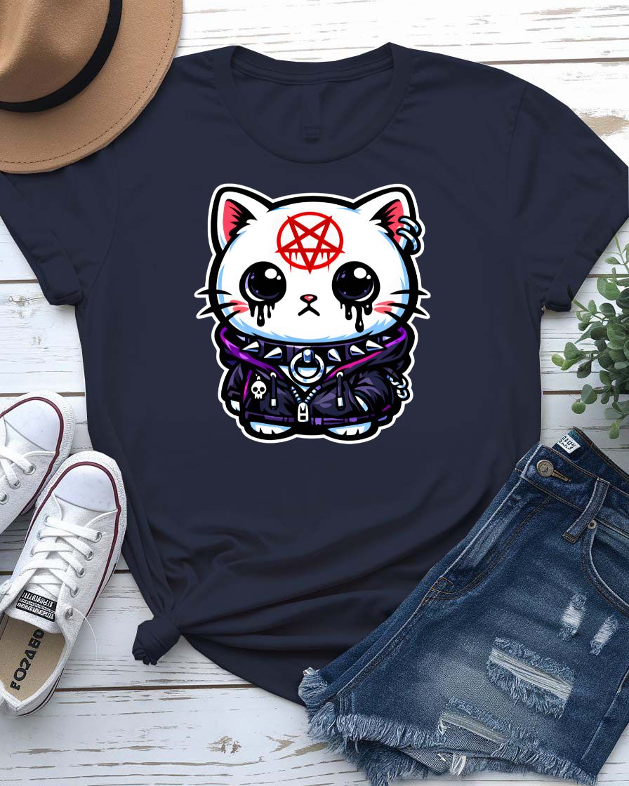 Sad Kitten Graphic Streetwear T-Shirt
