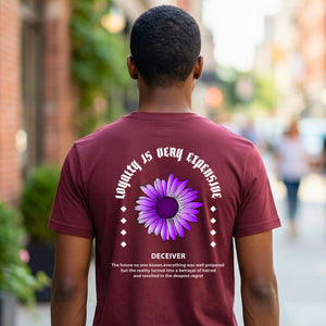 Destiney Streetwear Tee with compass needle pointing north on model