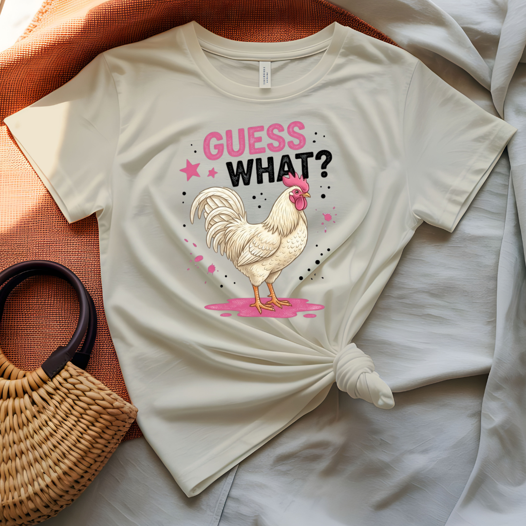 Guess What Tee with classic Chicken Butt joke and chicken graphic