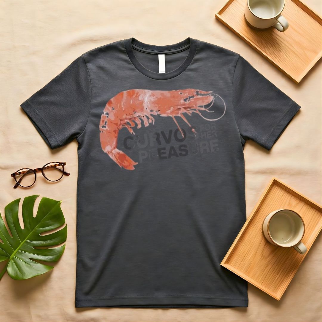 Prawn Lovers Vintage Seafood Graphic T-Shirt on Model
