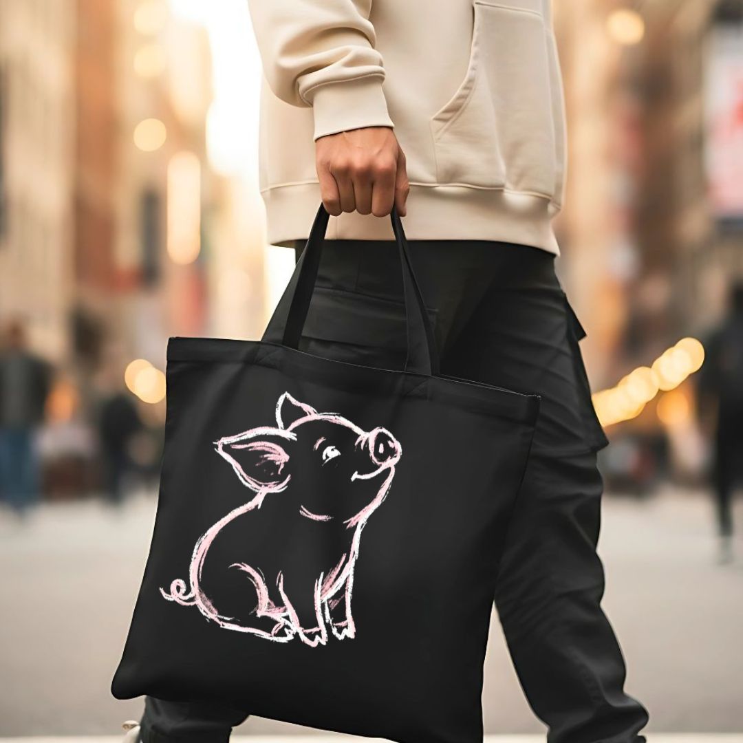 Ceramic Piggy Bank Multicolored Design Tote Bag