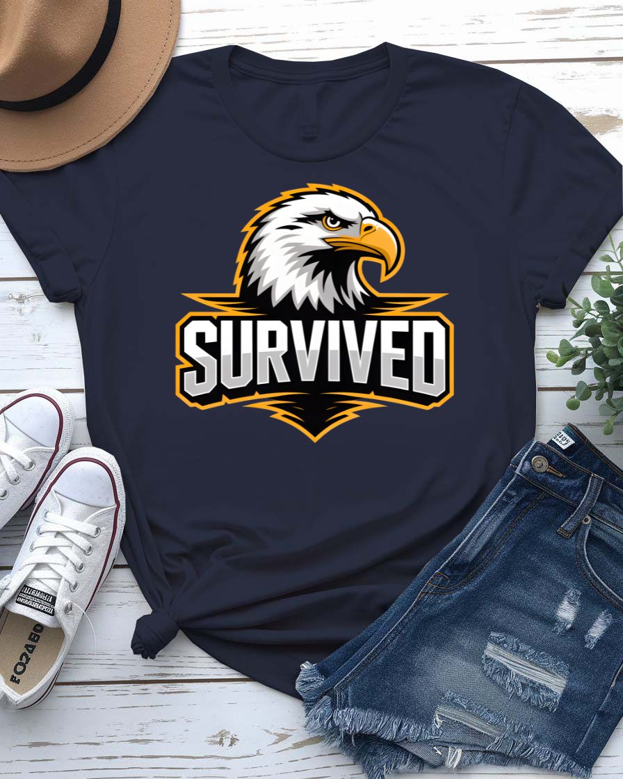 Survived Eagle Patriotic Graphic T-Shirt